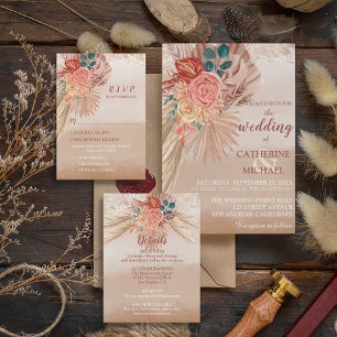 Pampas Grass Floral Terracotta Boho Chic Wedding Einladungsbanderole
