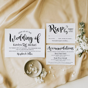 Moderne Schwarz-Handschrift-Hochzeit RSVP Karte