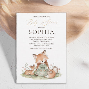 Wald-Fuchs-Mädchen-Baby-Shower-Anzeigekarte Begleitkarte