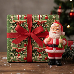 Retro Vintage Weihnachten Mitte Jahrhundert Yuleti Geschenkpapier