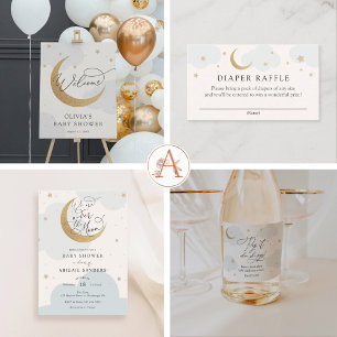 Über dem Mond Babydusche per Post Einladung