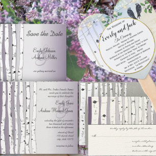 Die Chalkboard Love Bird Birch Tree Hochzeit Einladung