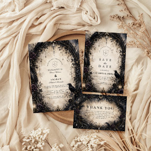 Verzauberte gothische himmlische Hochzeit RSVP Karte
