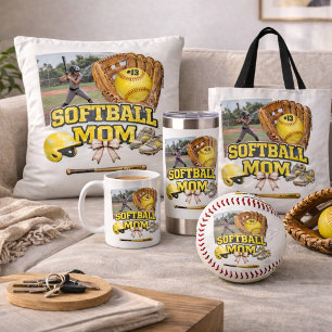 Benutzerdefinierte Softball-Mama-Fotocollage Kaffeetasse
