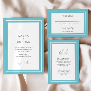 Sasha Aqua Modern Wedding RSVP Karte