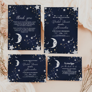 Foto Elegant Celestial Crescent Moon Bridal Showe Dankeskarte