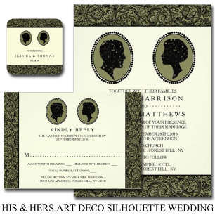 Seine & ihre Art Deco Silhouette Hochzeitskollekti Einladung