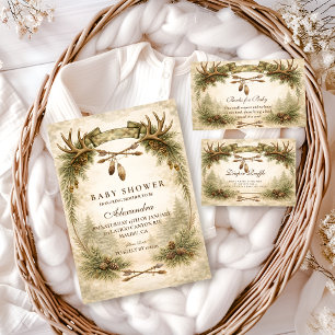 Kleine Jäger Geweih Wald Baby Shower Einladung