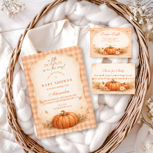 Kleine Kürbis-Gingham-Herbst-Baby-Party-Verlosung Begleitkarte