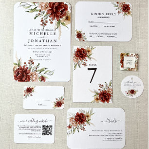 Rustic Boho Fall Blume Hochzeit Einladung