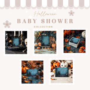 Gothic Blue Halloween Baby Shower Einladung