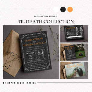 Til Death Halloween Skeleton Orange Black Wedding Einladung
