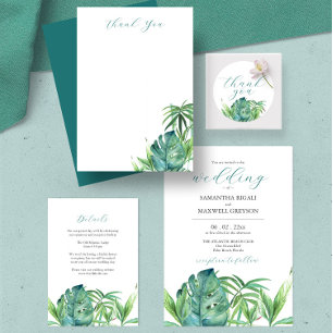 Tropical Palm Wedding Meal Choice UAWG Postkarte