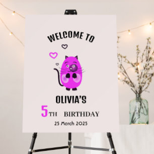 Birthday lilac cat banner