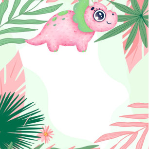 Pink und Green Girly Dinosaur Baby Dusche Einladung