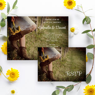 Cowgirl and Sunflowers Western Wedding RSVP Card