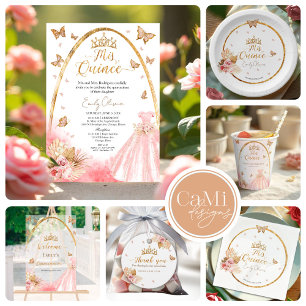 Pink Blush Quinceanera Haushalt Spanien Einladung