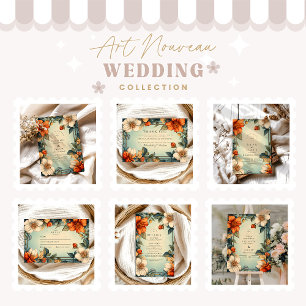 Extravagante Blumenhochzeit Jugendstil Dankeskarte