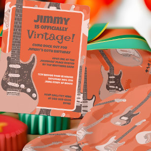 Retro Gitarrenmuster Orange Musikinstrumente Geschenkpapier