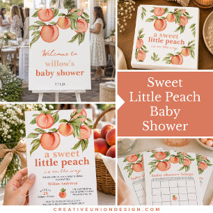 Süße Pfirsich-Baby-Shower-Einladung Pappteller