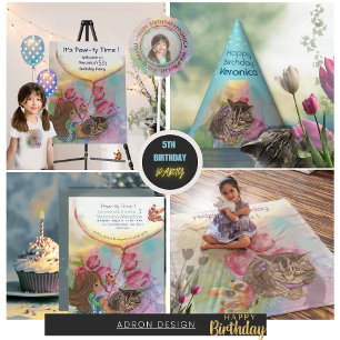 5. Geburtstag Girl Tulip Geschenkpapier Set