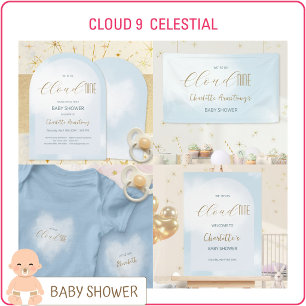 Wolke 9 Himmelblau Baby Shower Einladung