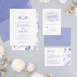 Periwinkle Calligraphy Wedding Meals RSVP Card Dankeskarte