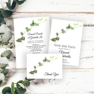 Grün Englisch Ivy Watercolor Hochzeit Speichern Si Save The Date
