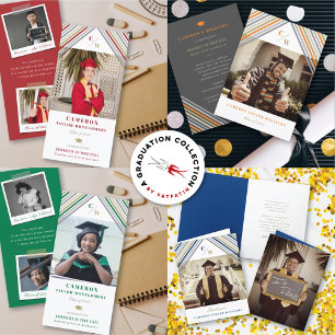 Orange Diagonal Stripes Foto Moderner Abschluss Dankeskarte