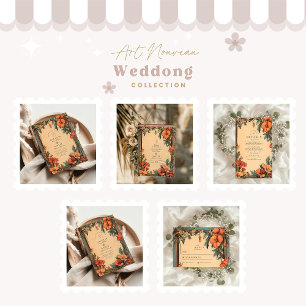 Summer Floral Frame Art Nouveau Hochzeit Begleitkarte