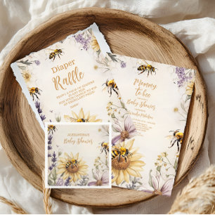 Vintage Mommy to Bee Yellow Floral Baby Dusche Serviette