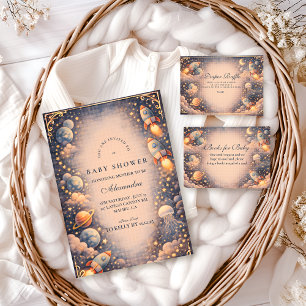 Weltraum Raketen Sterne Baby Shower Einladung
