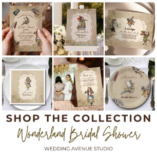 Alice im Wunderland Vintag Story Brautparty Begleitkarte