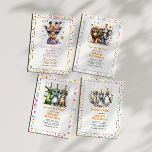 Jungle Safari Tier "Fourever Wild" 4. Geburtstag Einladung