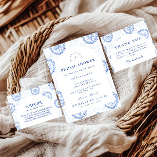 Romantische Blaue Toile-Garten-Brautparty Dankeskarte