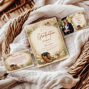 Ländliche Cowgirl-Abschlussfeier Einladung