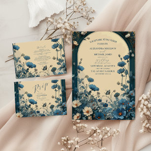 Navy Blue Art Nouveau Wedding Save The Date