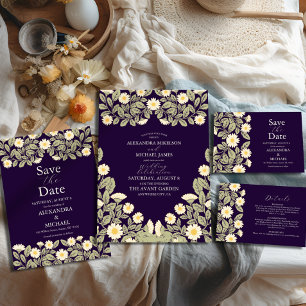 Daisy Art Nouveau Wedding RSVP Karte