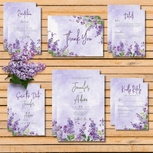 Boho Watercolor Lilac Blume Hochzeit Dankeskarte