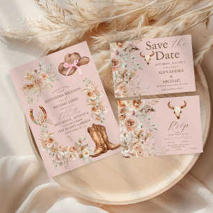 Pink Boho Western Hochzeit RSVP Karte