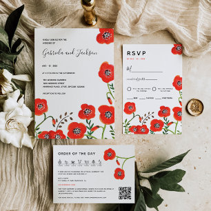 Hochzeit von Blume Red Poppies Runder Aufkleber
