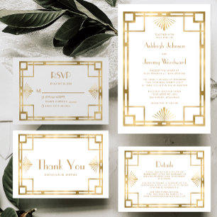 Deco White Gold Hochzeit von Vintage 1920 Vielen D Karte