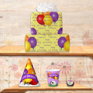 Happy Birthday Balloons White Guinea Pig Lila Banner