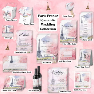 Paris Frankreich Romantischer Aquarellturm Rosa Ei Save The Date