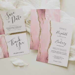Moderne roségoldene Achat-Hochzeit RSVP Karte