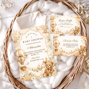 Elegante Baby-Party für Braunbären-Babys Einladung