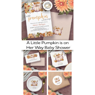 Ein wenig Pumpkin Herbst Floral Baby Dusche Einladung