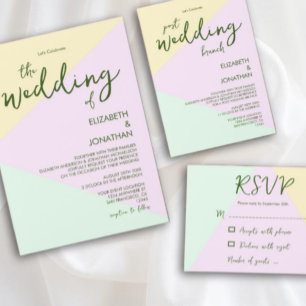 Mute Pastel Geometric Wedding RSVP Karte