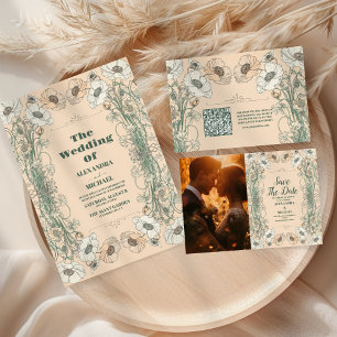 Foto Wedding Floral Art Nouveau Save The Date