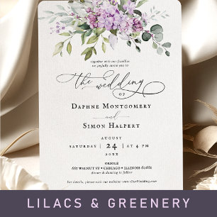 Lilacs Greenerity Script Wedding Einladung Lila